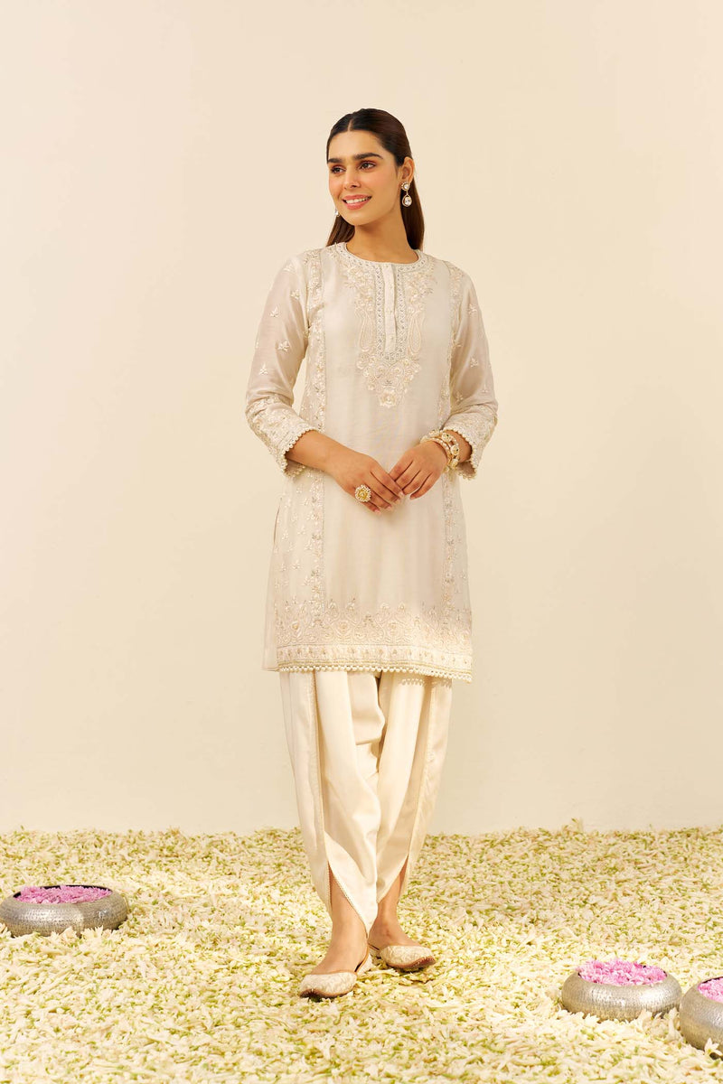 ZAISHA - Daisy Ivory SHORT KURTA WITH DHOTI