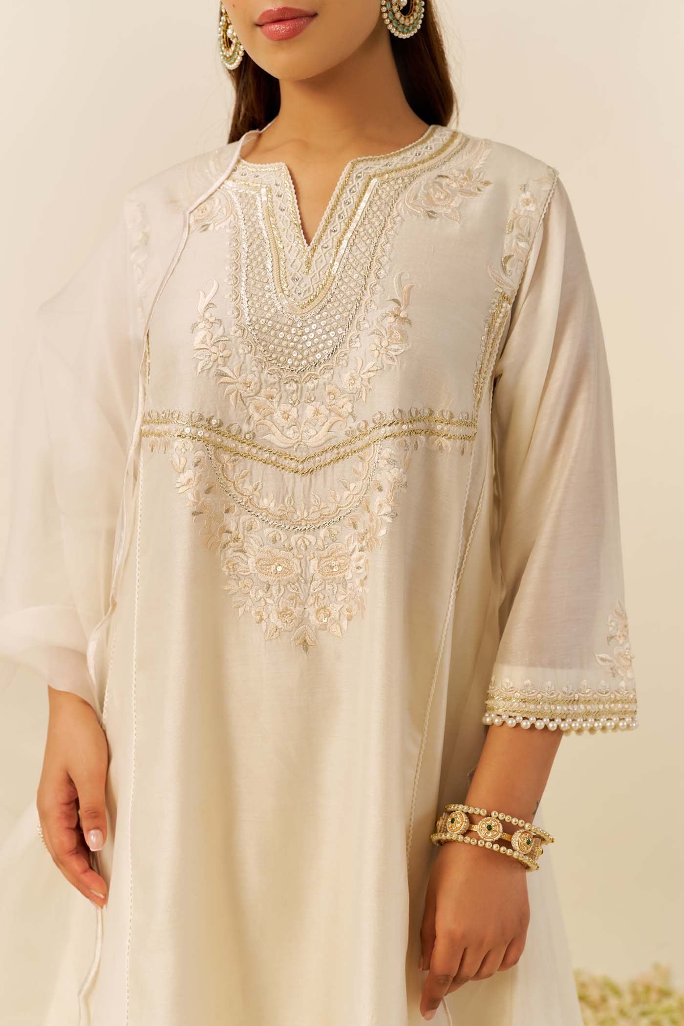 AIZA - Daisy Ivory SHORT CHAUGA WITH SALWAR
