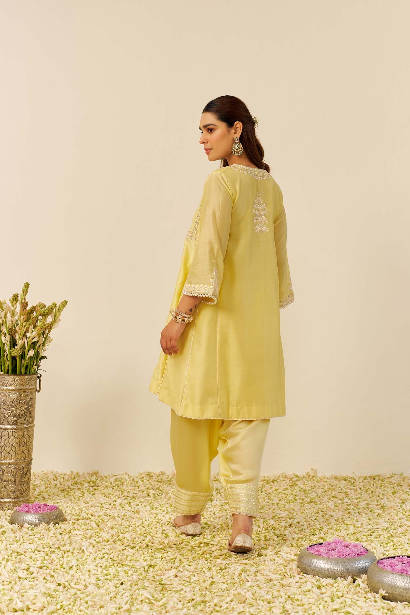 AIZA - Lemon Yellow SHORT CHAUGA WITH SALWAR (LXRTS)