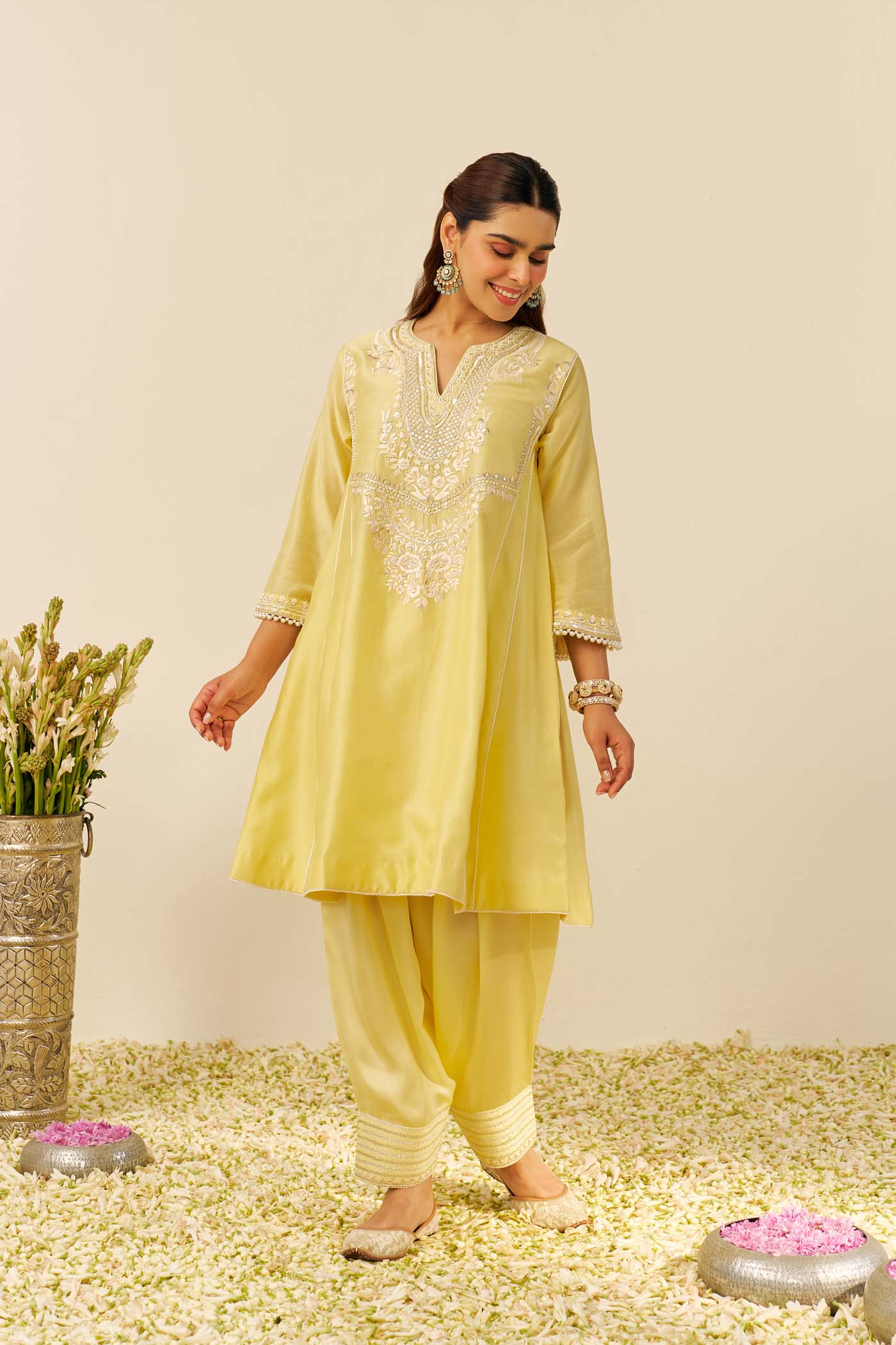 AIZA - Lemon Yellow SHORT CHAUGA WITH SALWAR (LXRTS)
