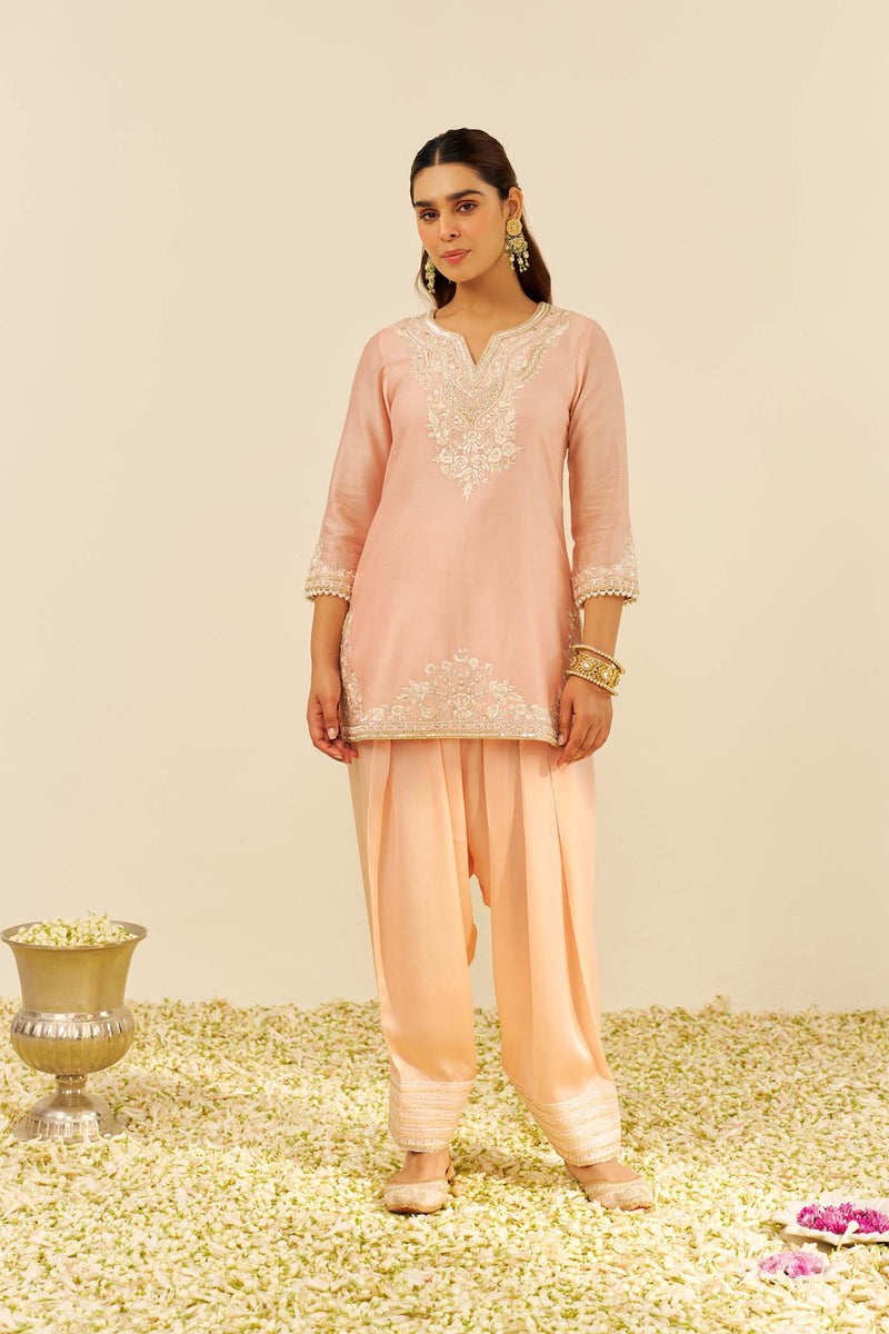 HANIYA - Off Rose SHORT KURTI WITH SALWAR