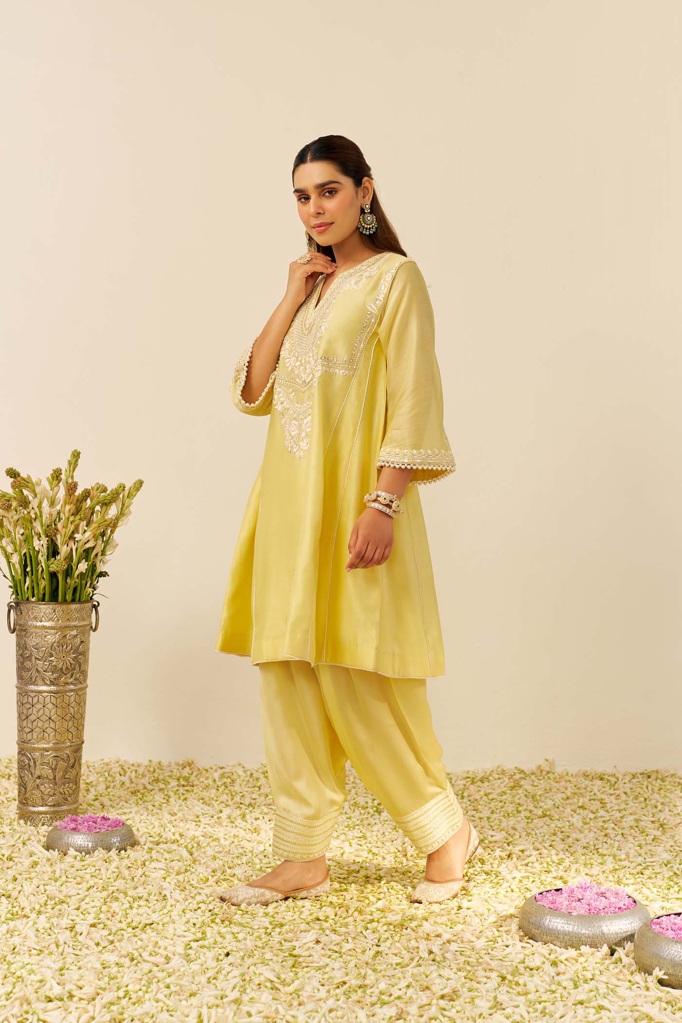 AIZA - Lemon Yellow SHORT CHAUGA WITH SALWAR (LXRTS)