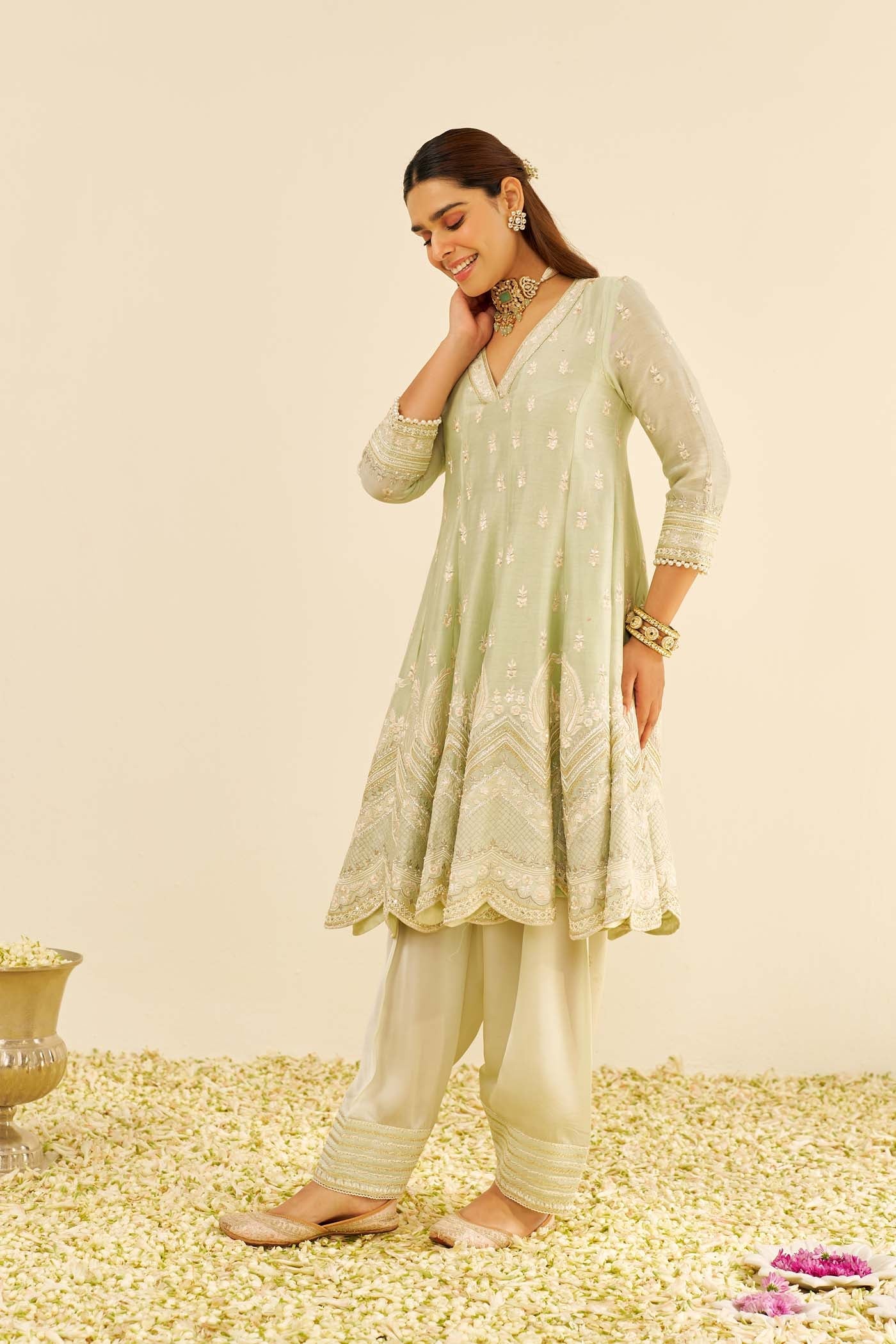 MEERAM - Mint Green SHORT ANARKALI WITH SALWAR (LXRTS)
