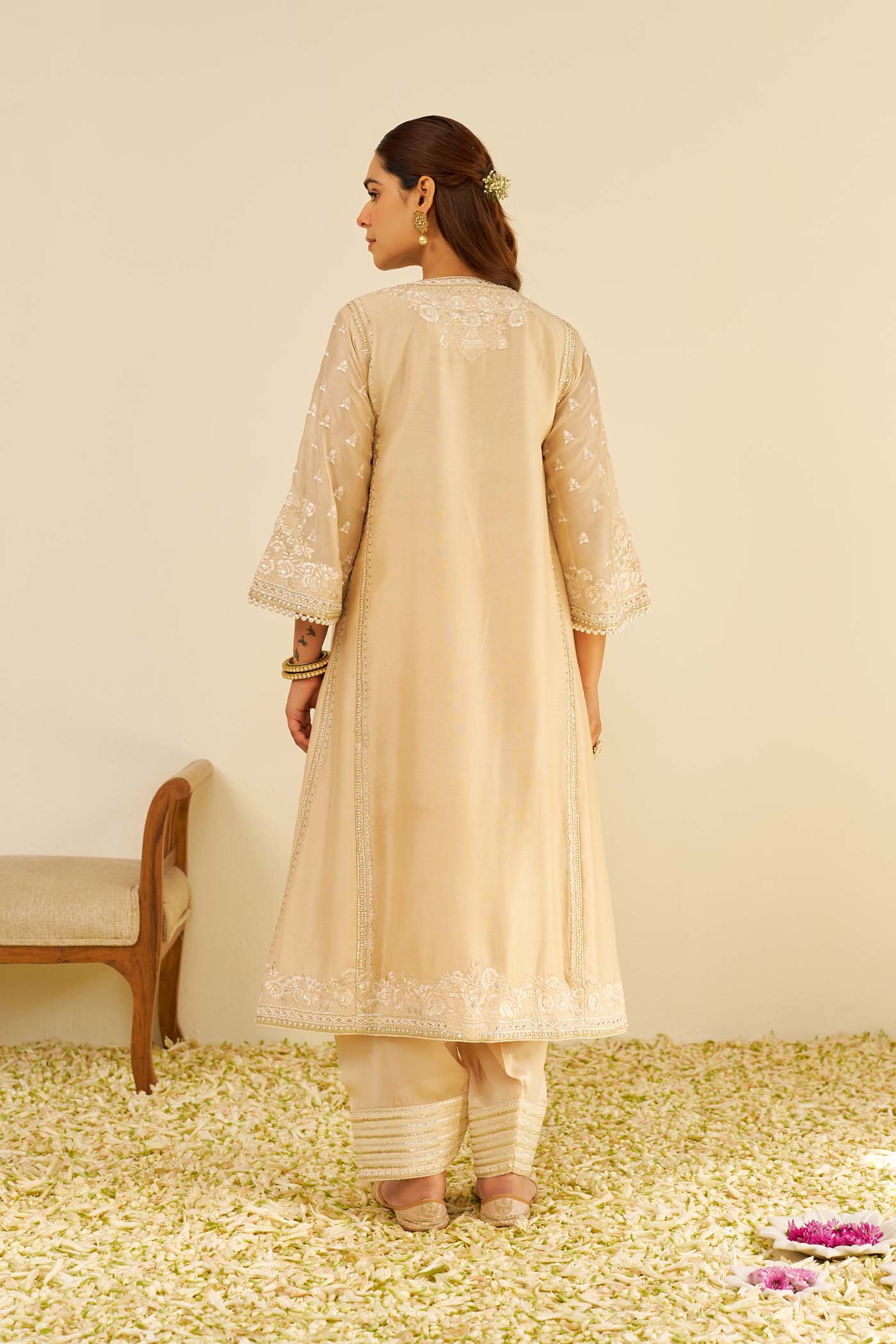 MAAROOFA - Beige LONG CHAUGA WITH SALWAR (LXRTS)