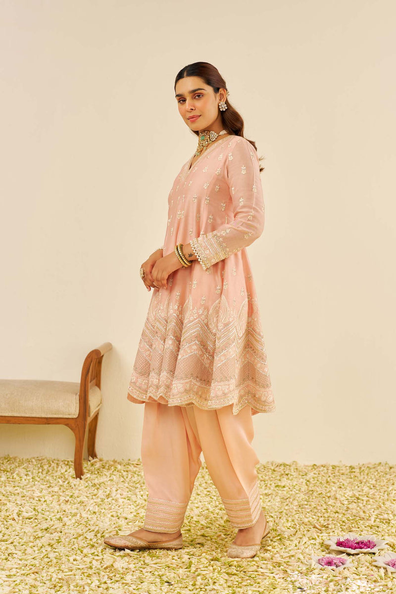 MEERAM - Off Rose SHORT ANARKALI WITH SALWAR