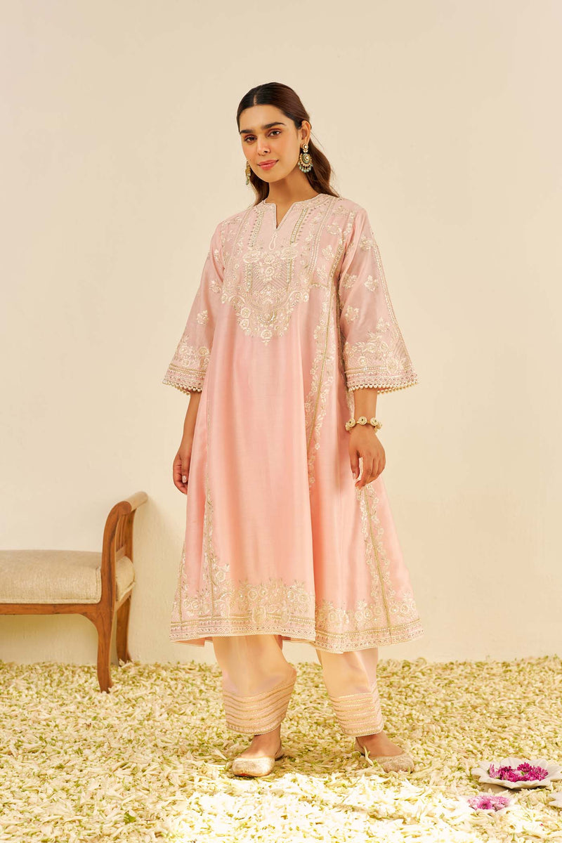 Maziya - Blush Pink Long Chauga With Salwar