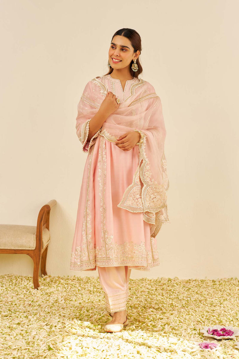 Maziya - Blush Pink Long Chauga With Salwar