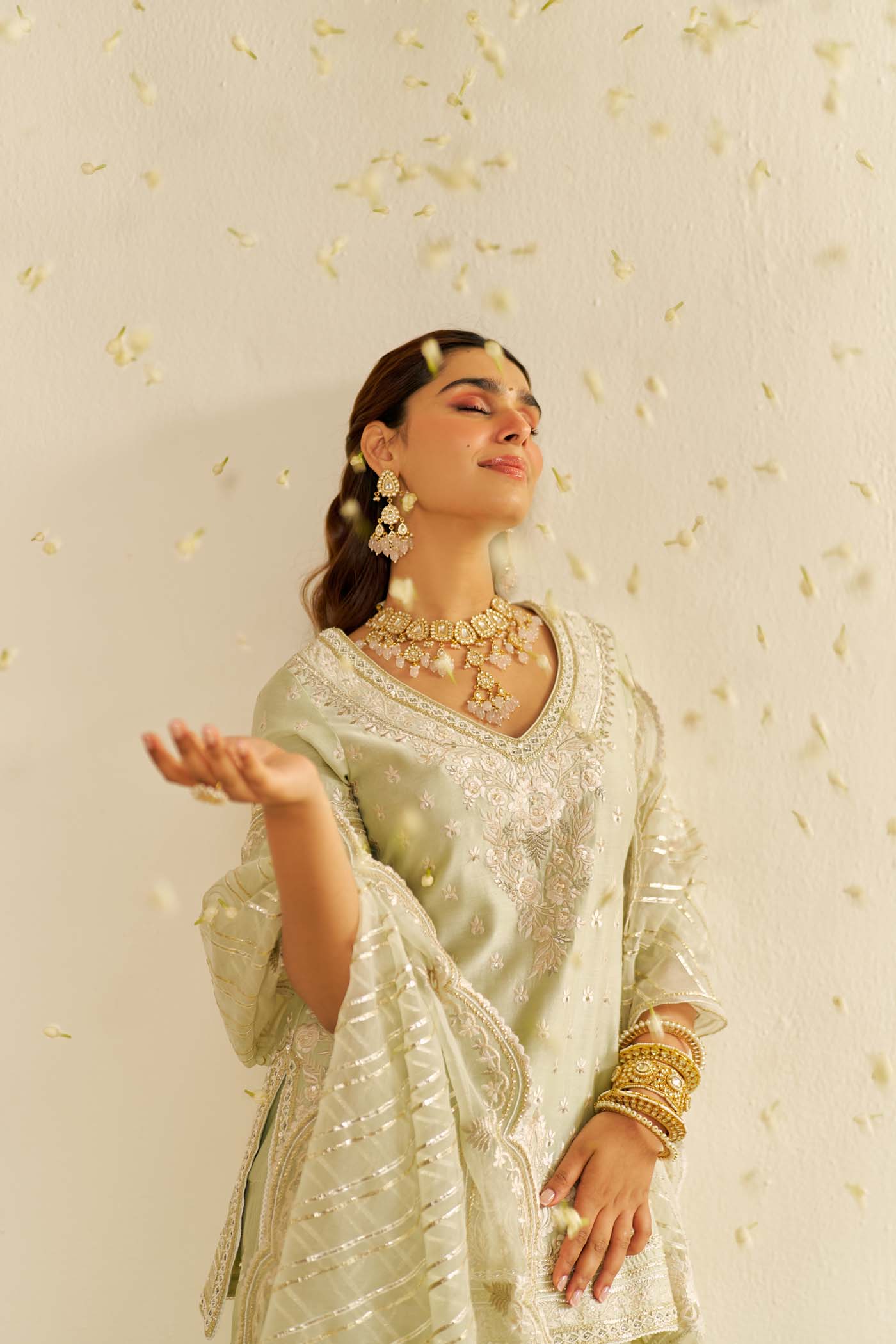 SAMEEHA - Mint Green SHORT KURTA WITH SHARARA (LXRTS)