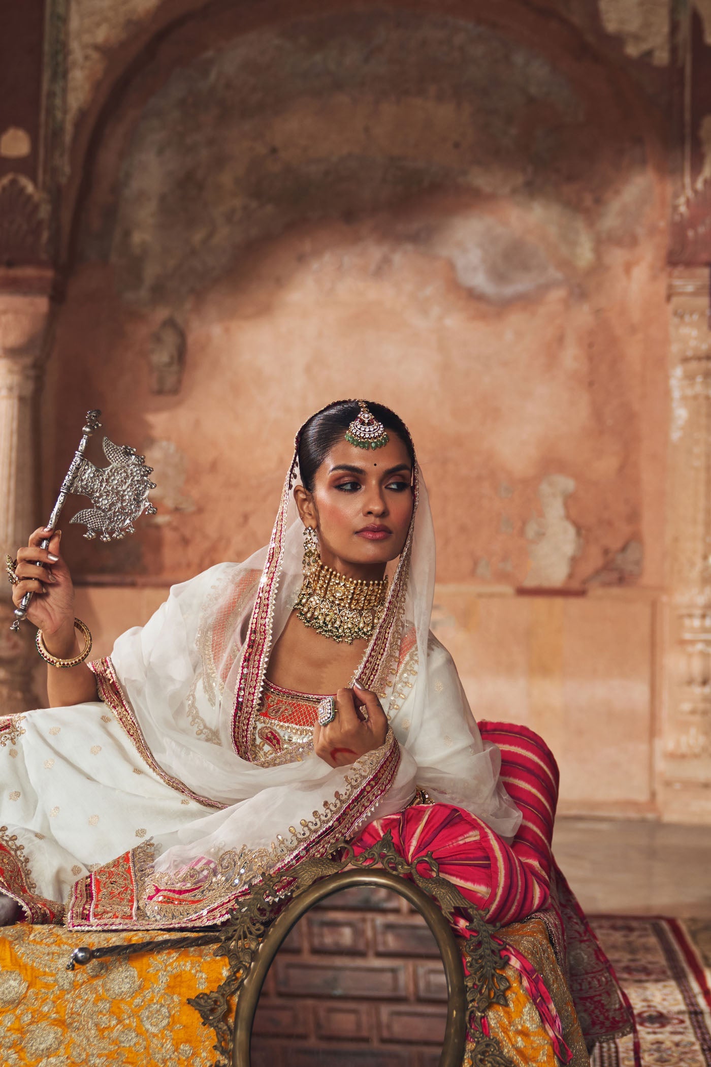 SAMREEN - DAISY IVORY SHORT KURTA WITH SHARARA AND DUPATTA (Lxrts)