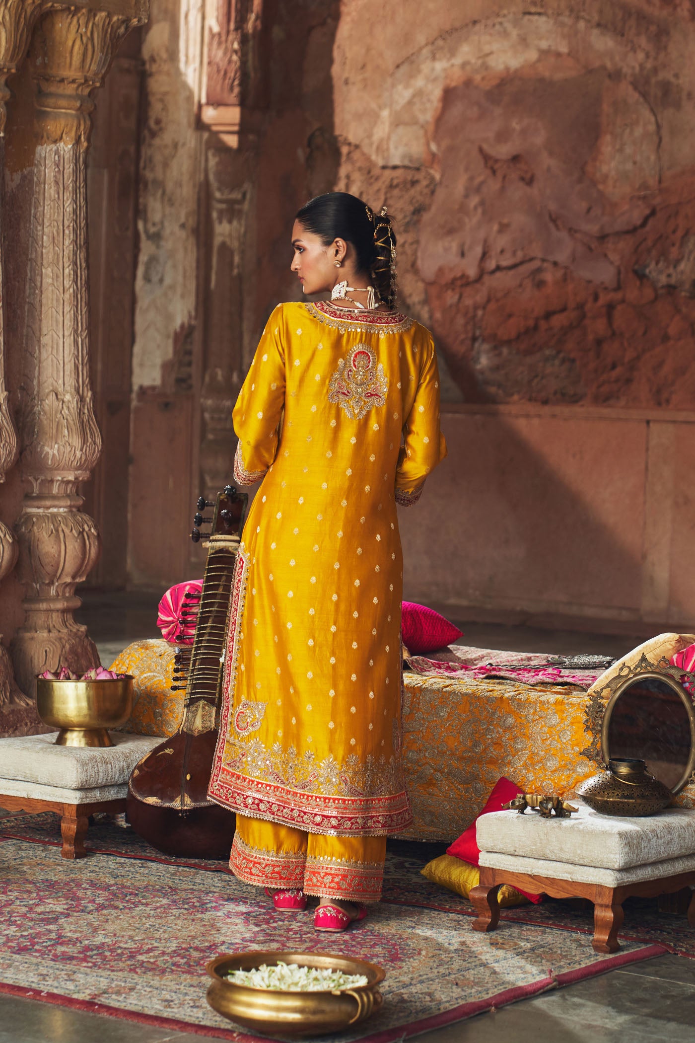 SOBIA - MUSTARD LONG KURTA WITH PALAZZO AND DUPATTA