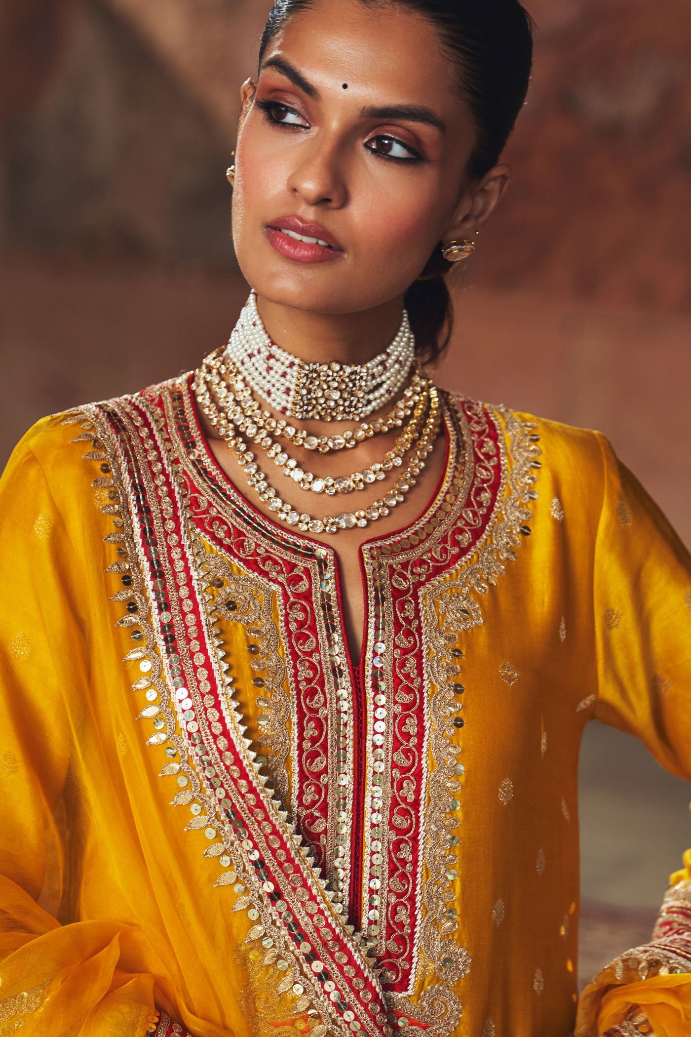 SOBIA - MUSTARD LONG KURTA WITH PALAZZO AND DUPATTA (Lxrts)