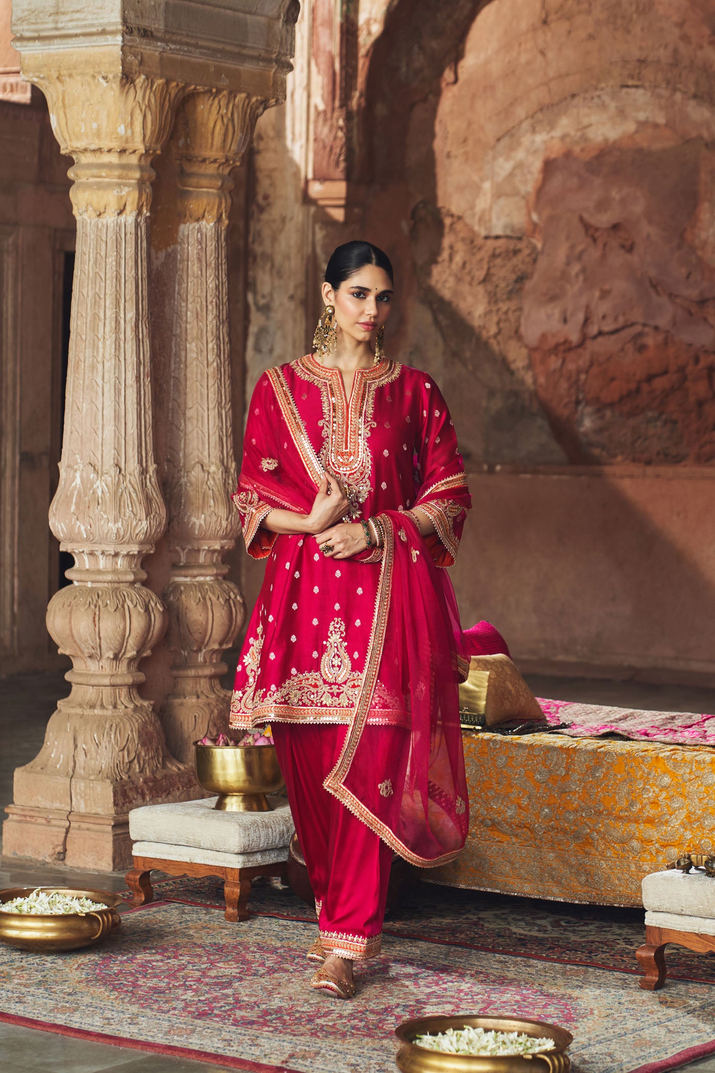 MEHWISH - HOTPINK SHORT KURTA WITH SALWAR AND DUPATTA