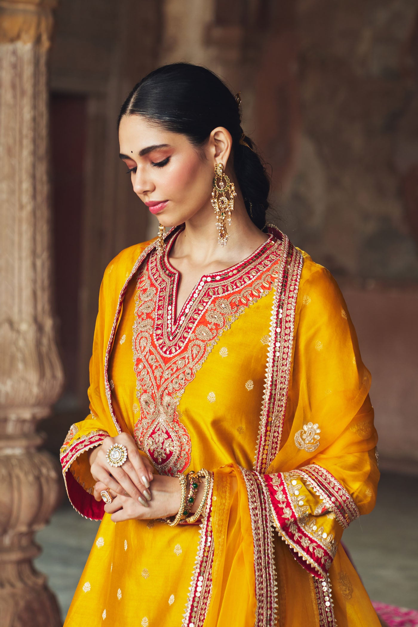 HAFSA - MUSTARD CHAUGA WITH SALWAR