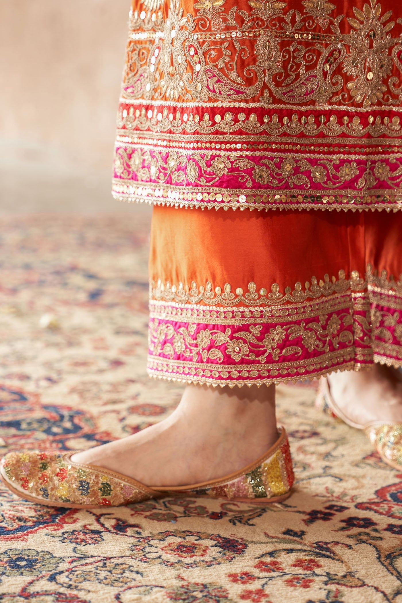 SOBIA - BURNT ORANGE LONG KURTA WITH PALAZZO AND DUPATTA (Lxrts)