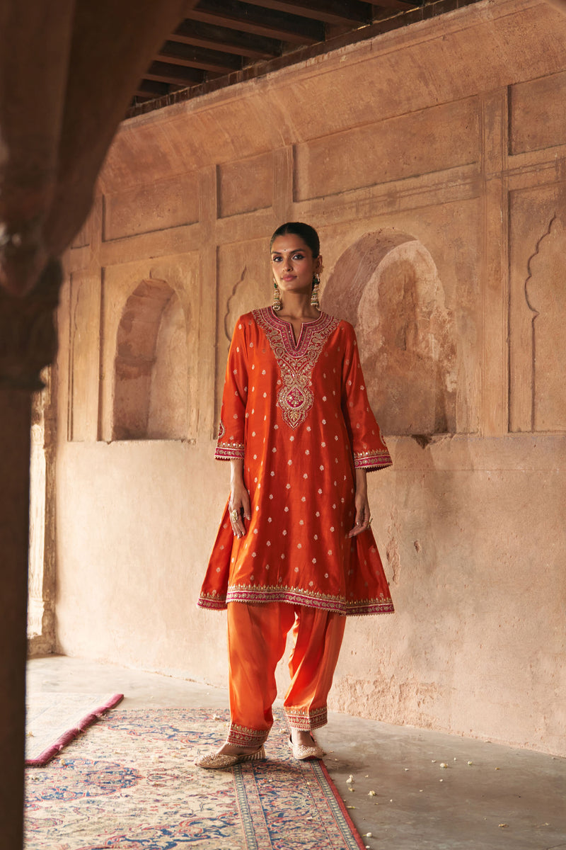 HAFSA - BURNT ORANGE CHAUGA WITH SALWAR