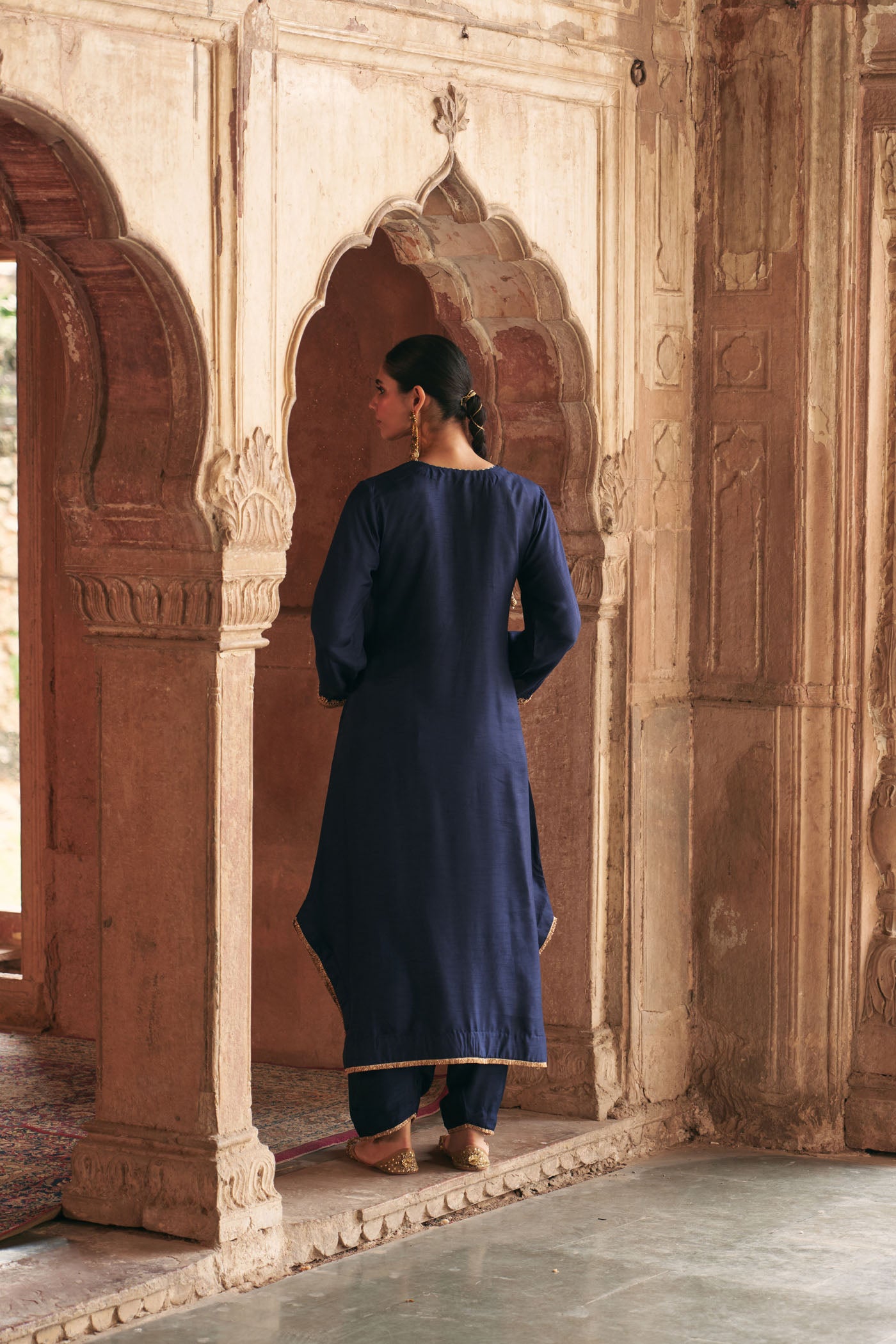 AMAYA - DEEP BLUE LONG KAFTAN WITH SALWAR