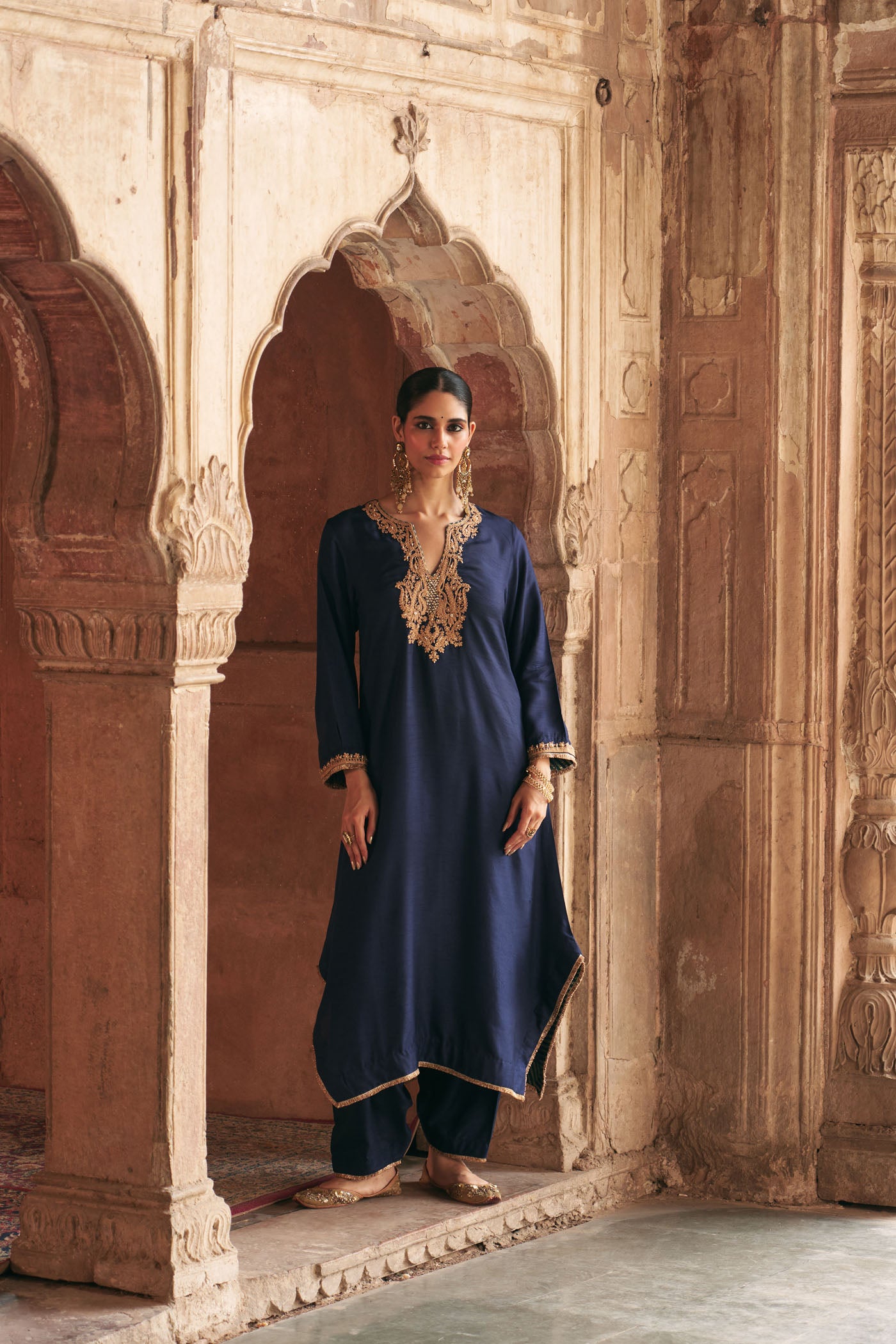 AMAYA - DEEP BLUE LONG KAFTAN WITH SALWAR