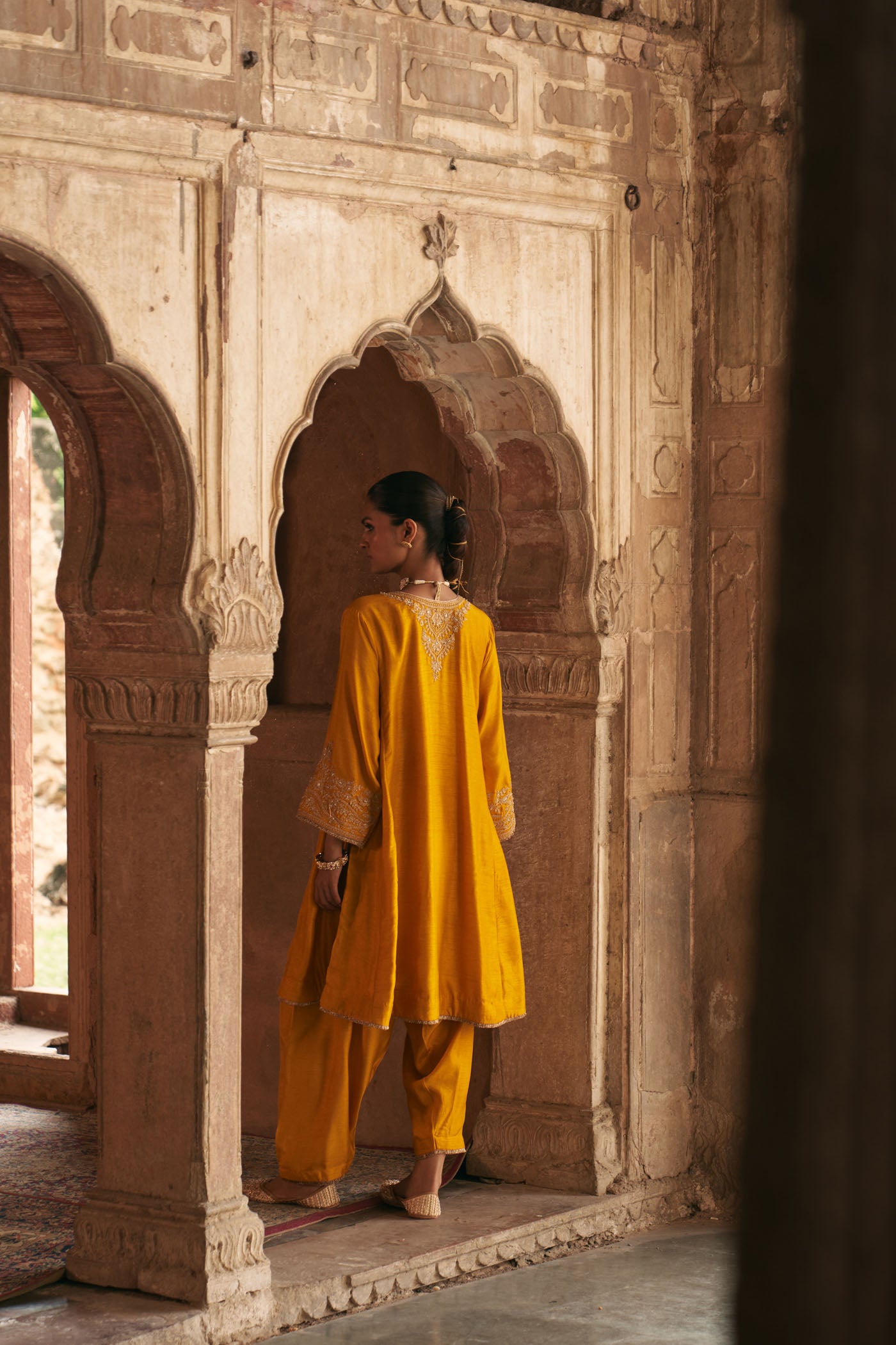 MARWA - MUSTARD SHORT CHAUGA WITH SALWAR