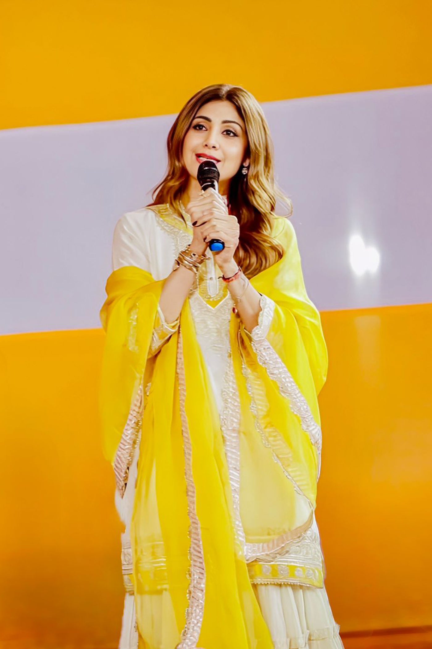 Shilpa Shetty in Myreen - Daisy Ivory Kurta With Dhoti