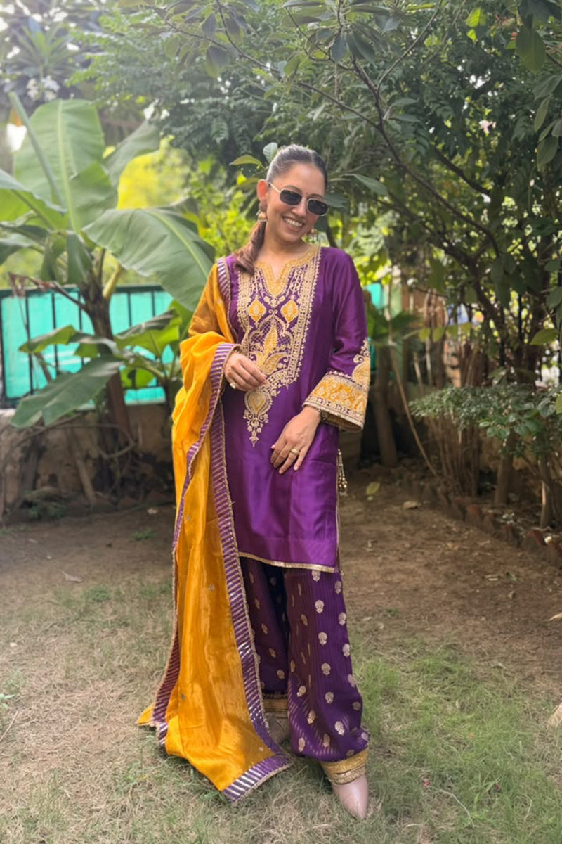Suchana Bera In Adeela Deep Purple Kurta with Salwar