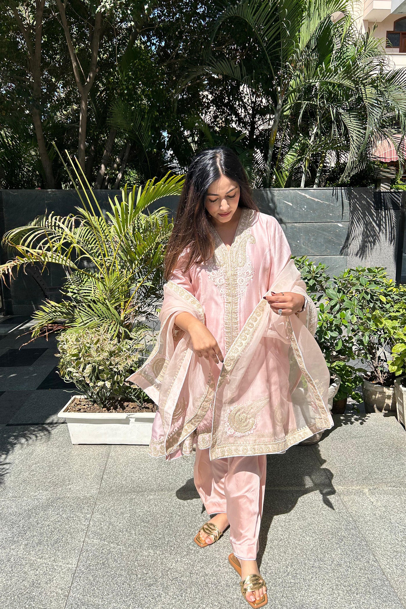 Anisha Sethi Fajr - Blush Pink Short Anarkali with Chooridaar and Dupatta