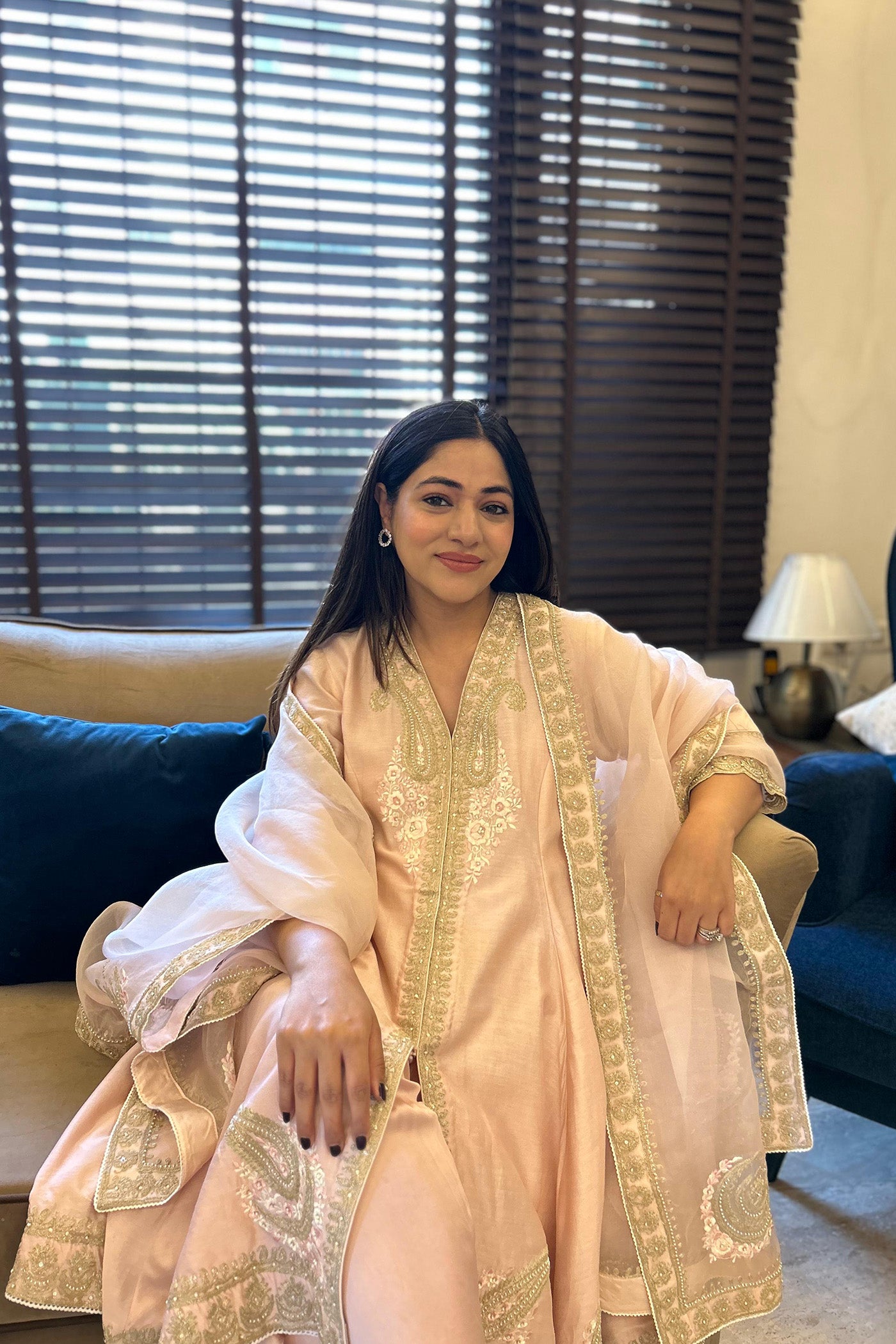 Anisha Sethi Fajr - Blush Pink Short Anarkali with Chooridaar and Dupatta