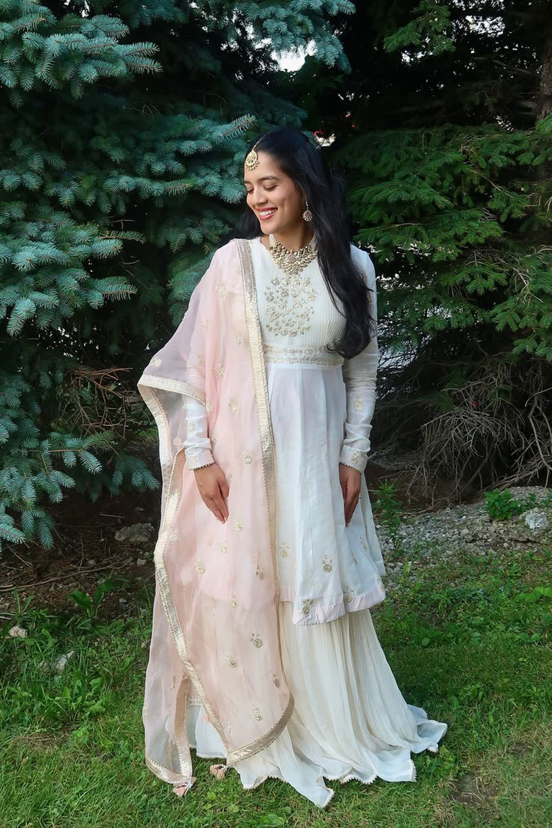 Shivani Bafna In Shahana - Daisy Ivory Peplum Kurta with Garara and Dupatta