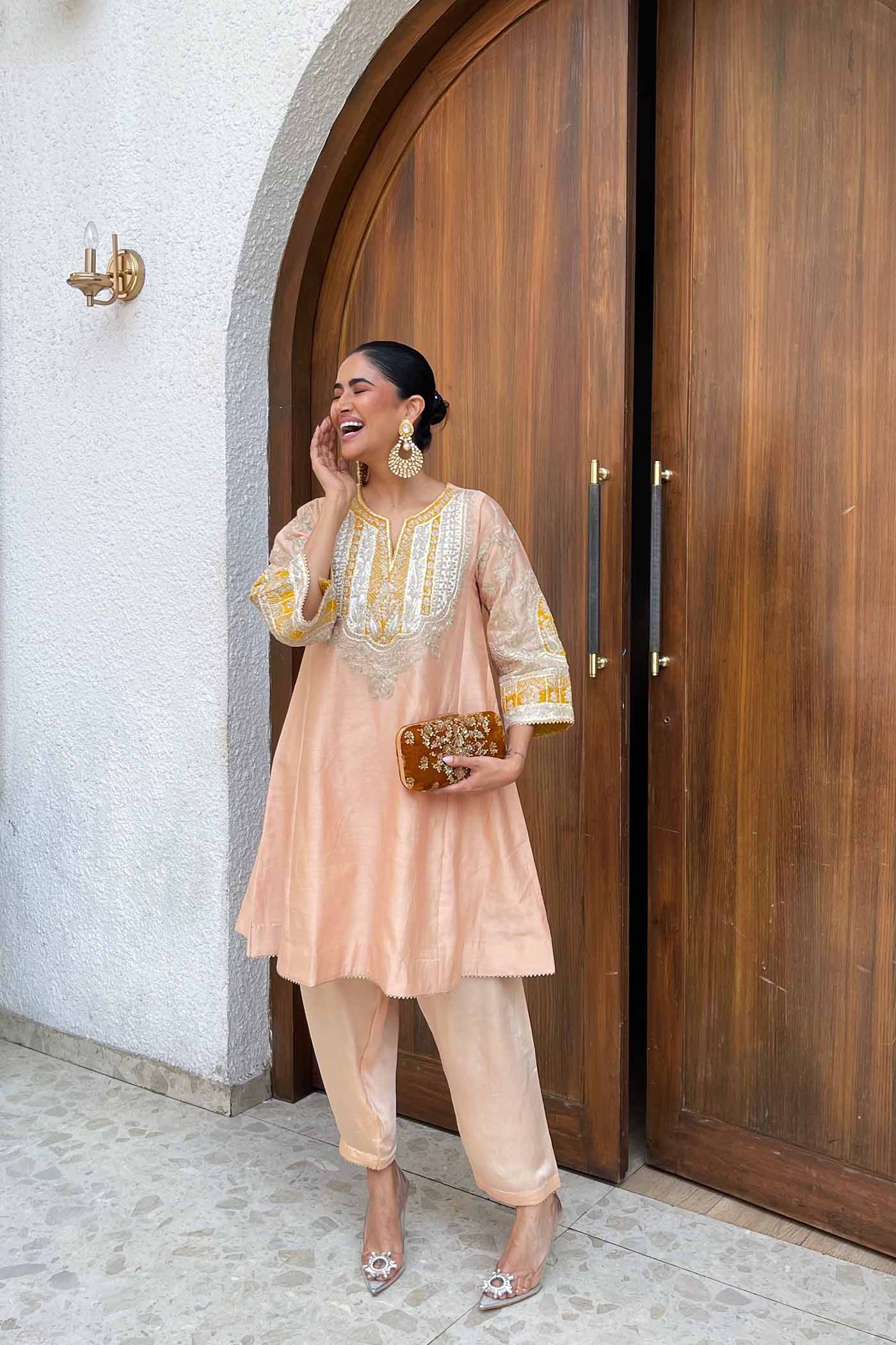 Alisha Pekha In MOHSINA - ROSE PINK SHORT KALIDAAR CHOGA WITH SALWAR