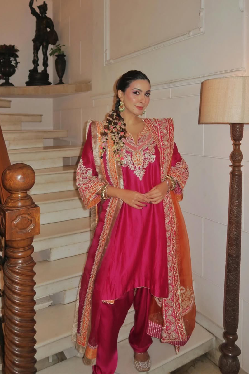 NIKI MEHRA IN MEHRISH - Rani Hotpink SHORT KALIDAAR CHOGA WITH SALWAR