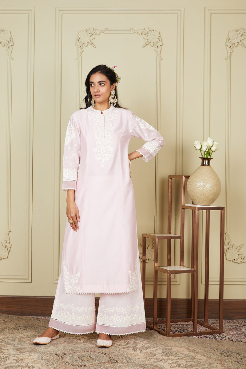 Buy Neeta Bhargava Brown Handwoven Cotton Silk Embroidered Jacket Kurta And Palazzo  Pant Set Online  Aza Fashions