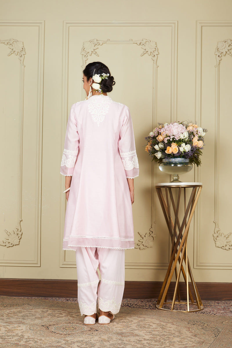 Ryhana - Pearl Blush A-line short kurta with salwar and dupatta