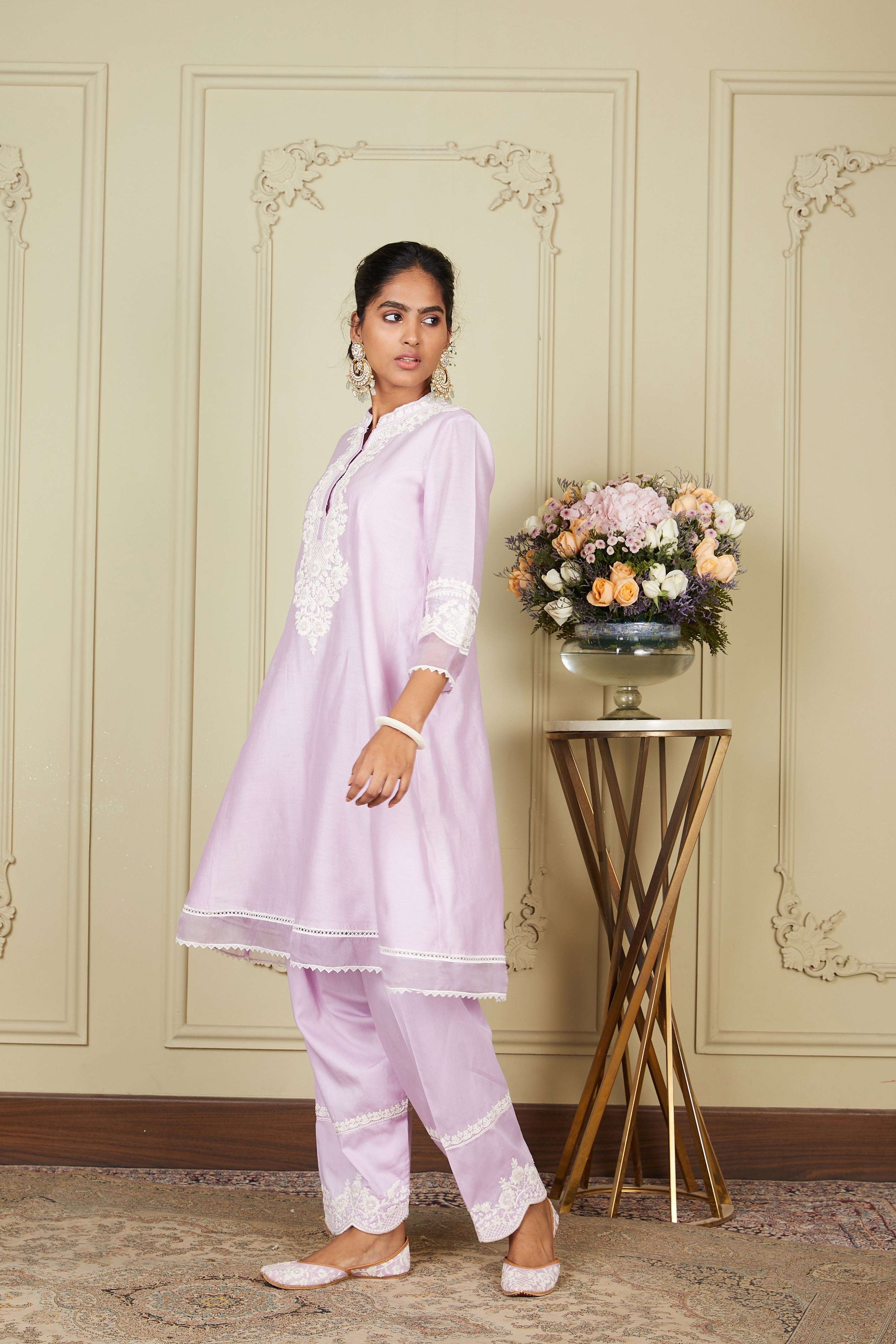 Ryhana - Periwinkle A-line short kurta with salwar and dupatta