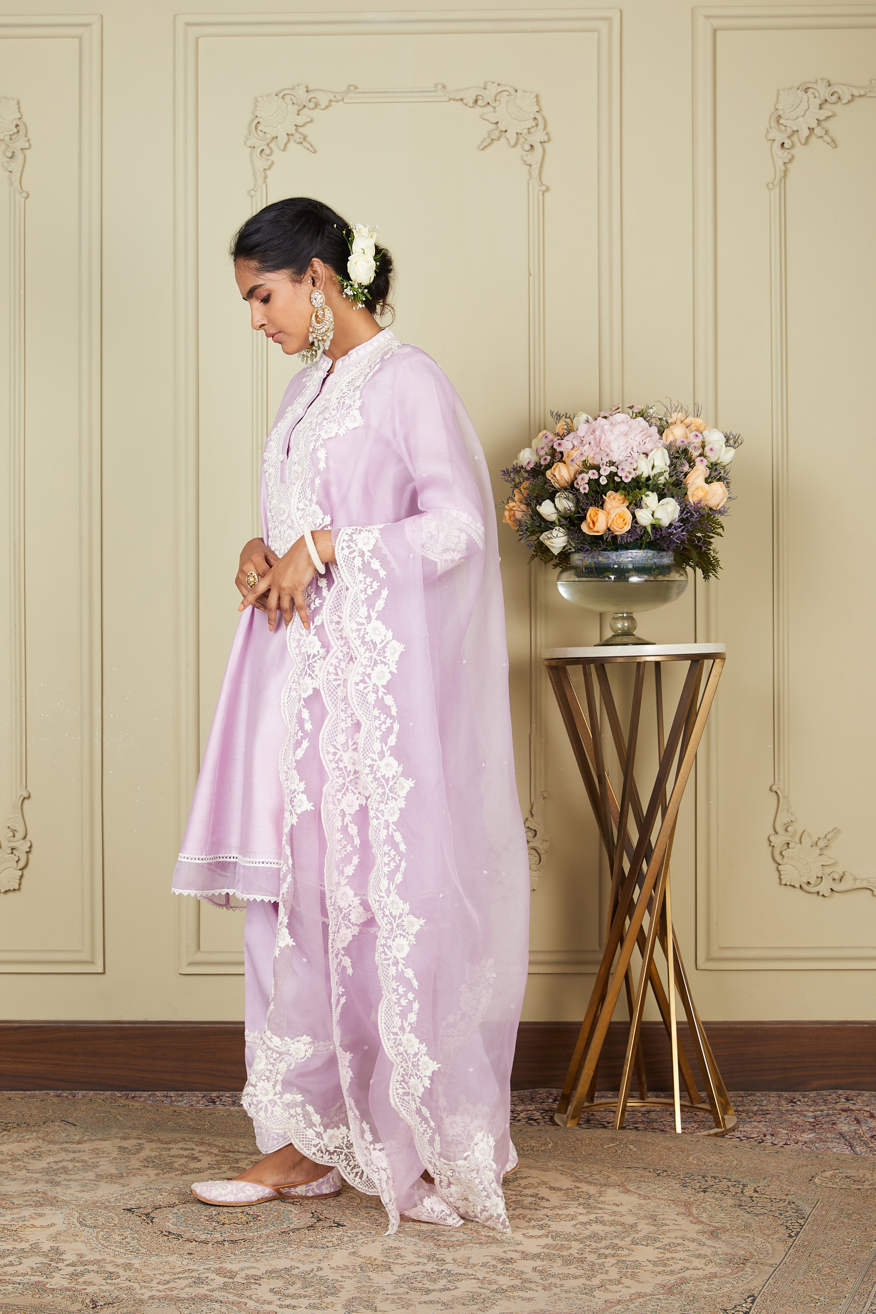 Ryhana - Periwinkle A-line short kurta with salwar and dupatta