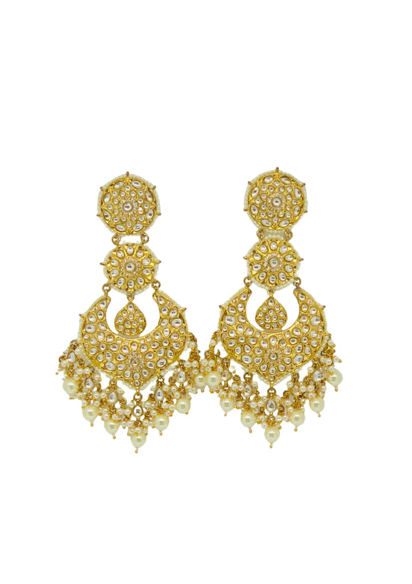 Nazia - White & Gold Kundan Earing
