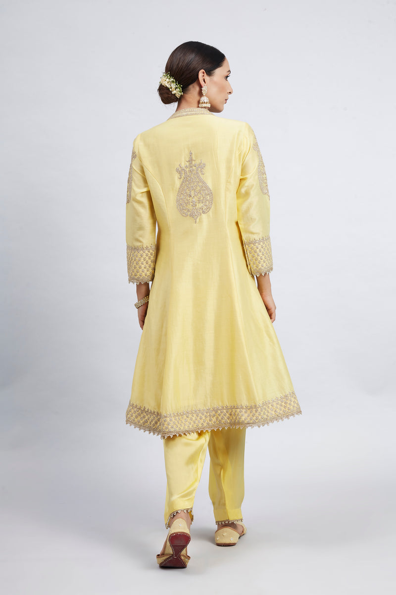 Rabhya- Daffodil Yellow Tilla Embroidered Kurta Set