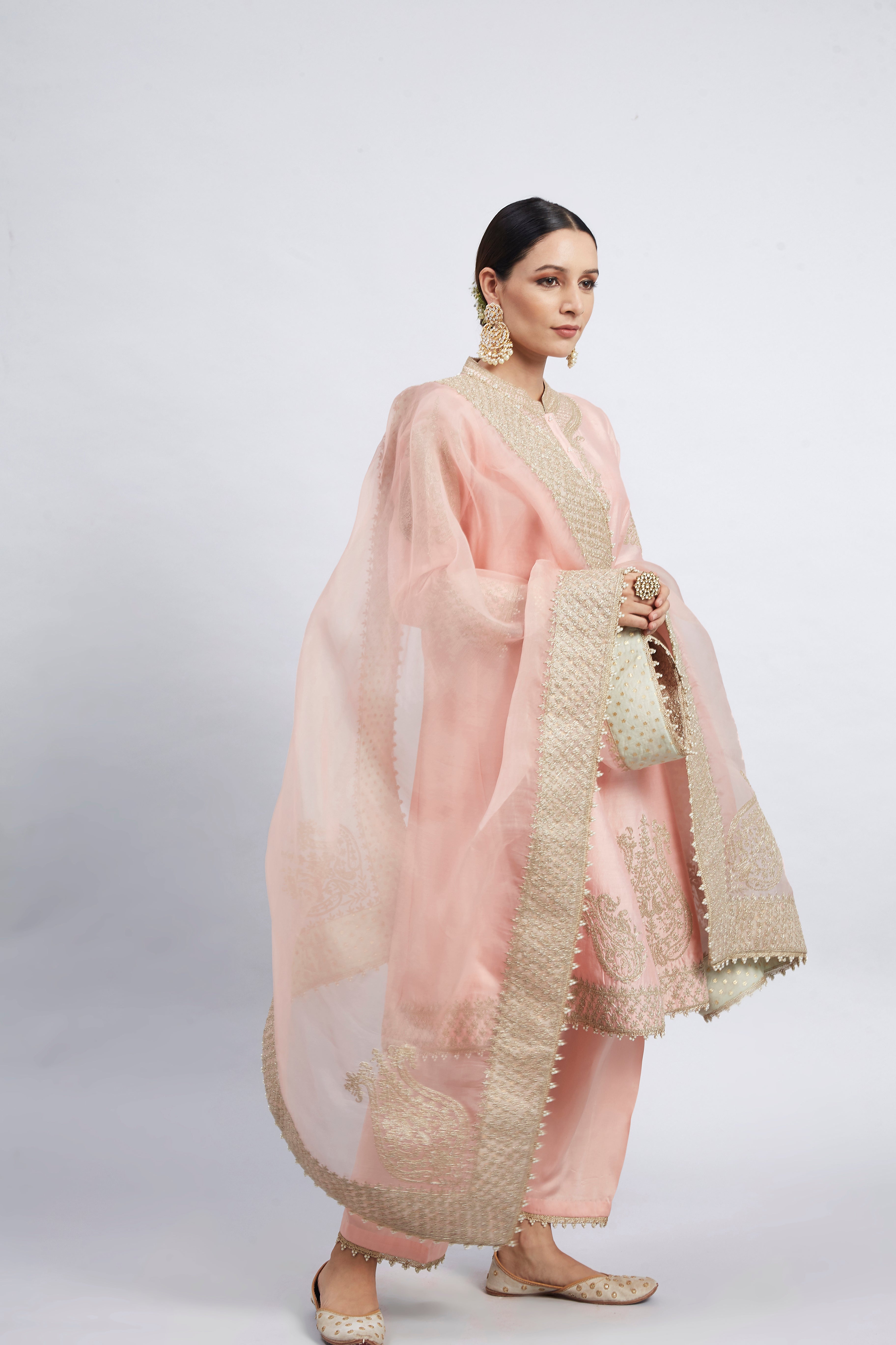 Rabhya- Carnation Pink Embroidered Kurta Set