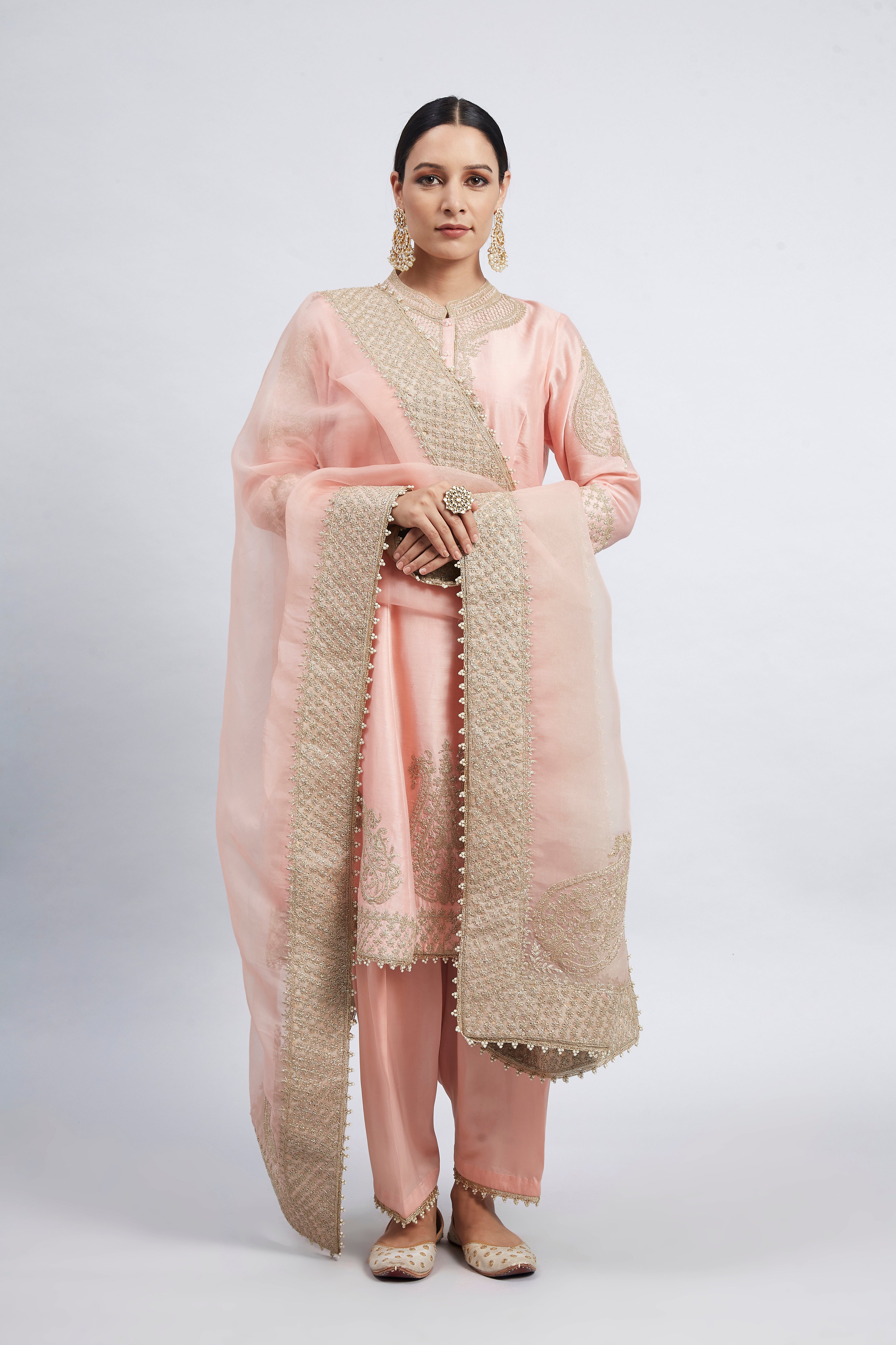 Rabhya- Carnation Pink Embroidered Kurta Set