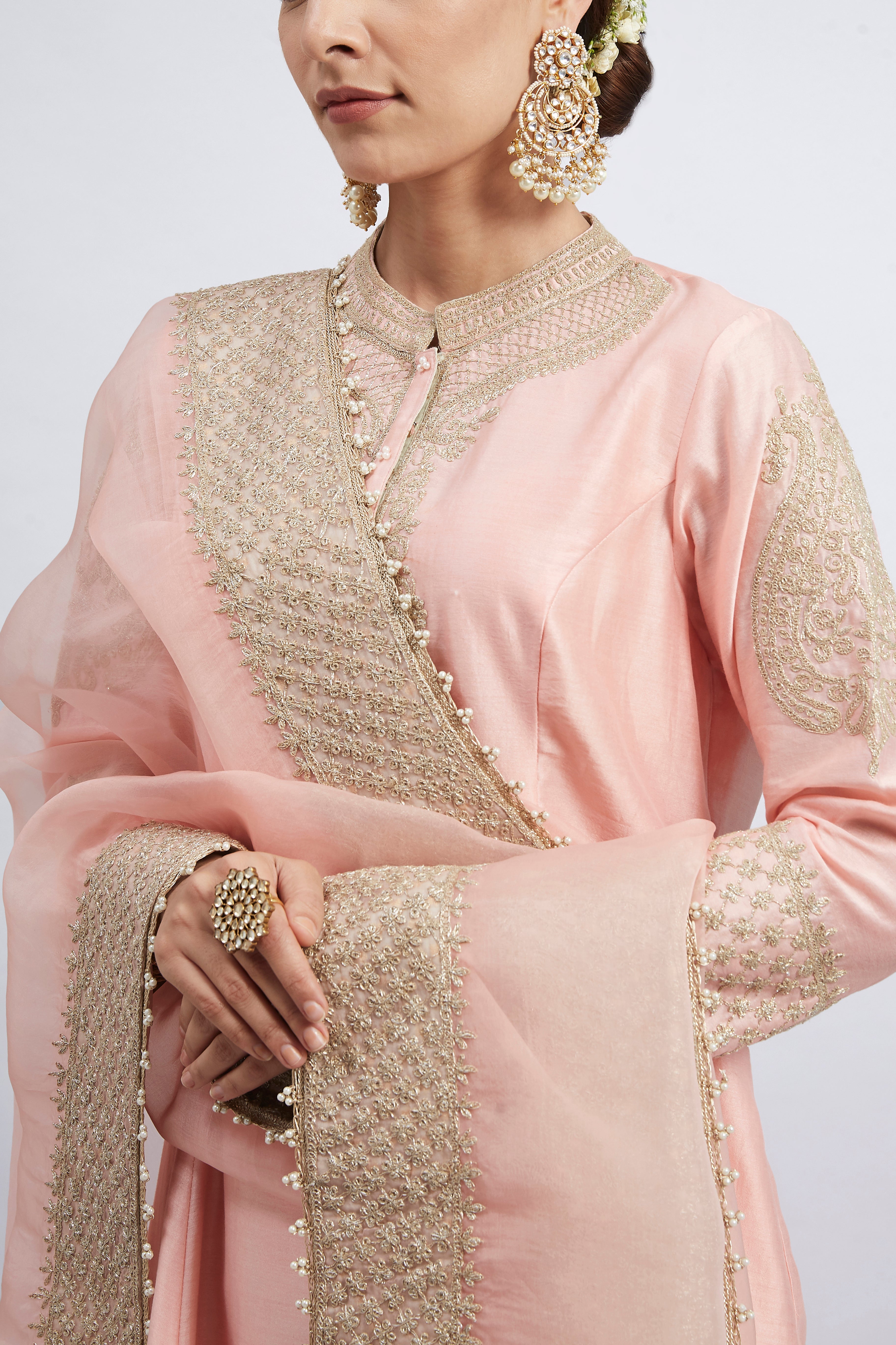 Rabhya- Carnation Pink Embroidered Kurta Set