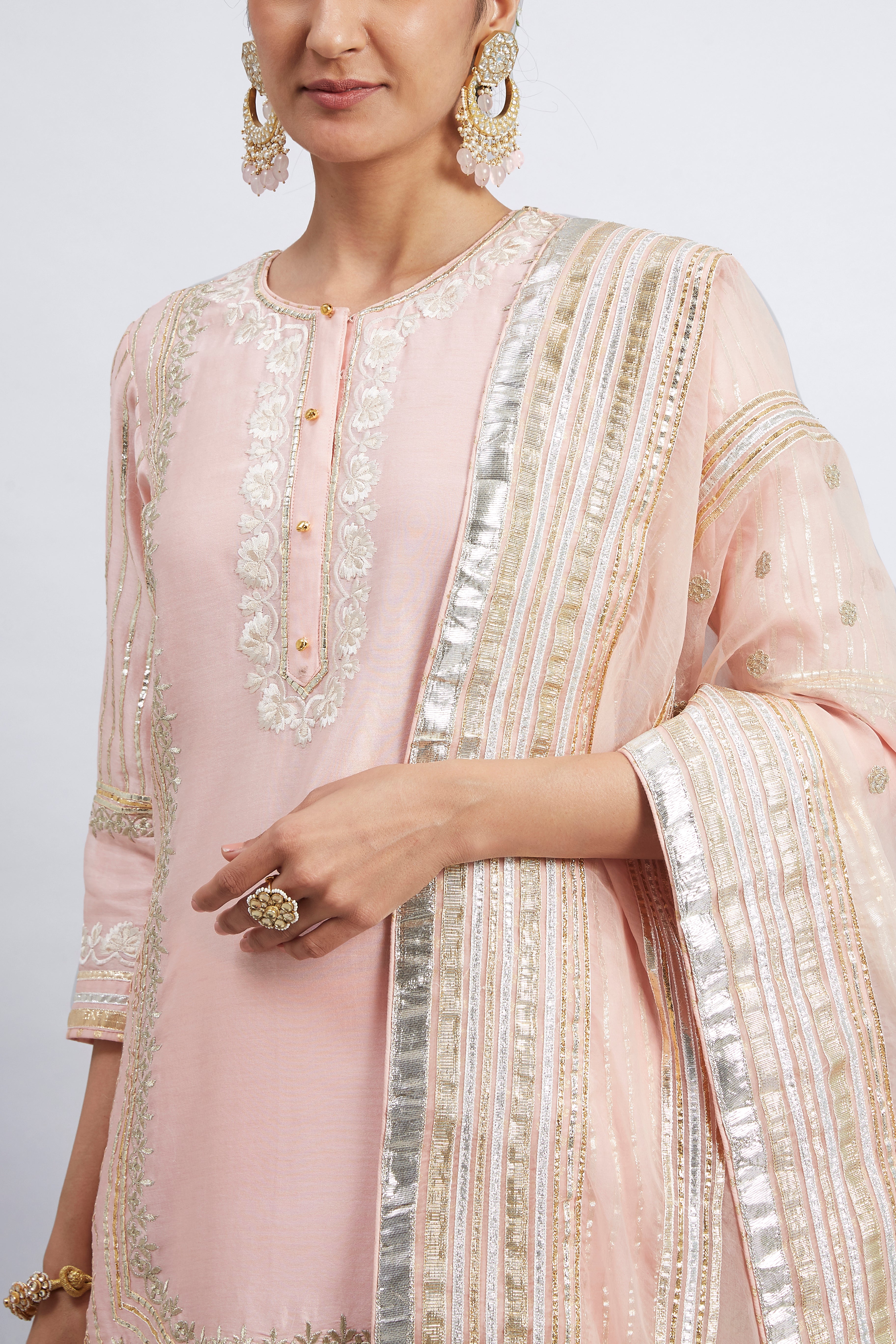 Erina - Soft Pink Chanderi Silk Kurta and Garara Set