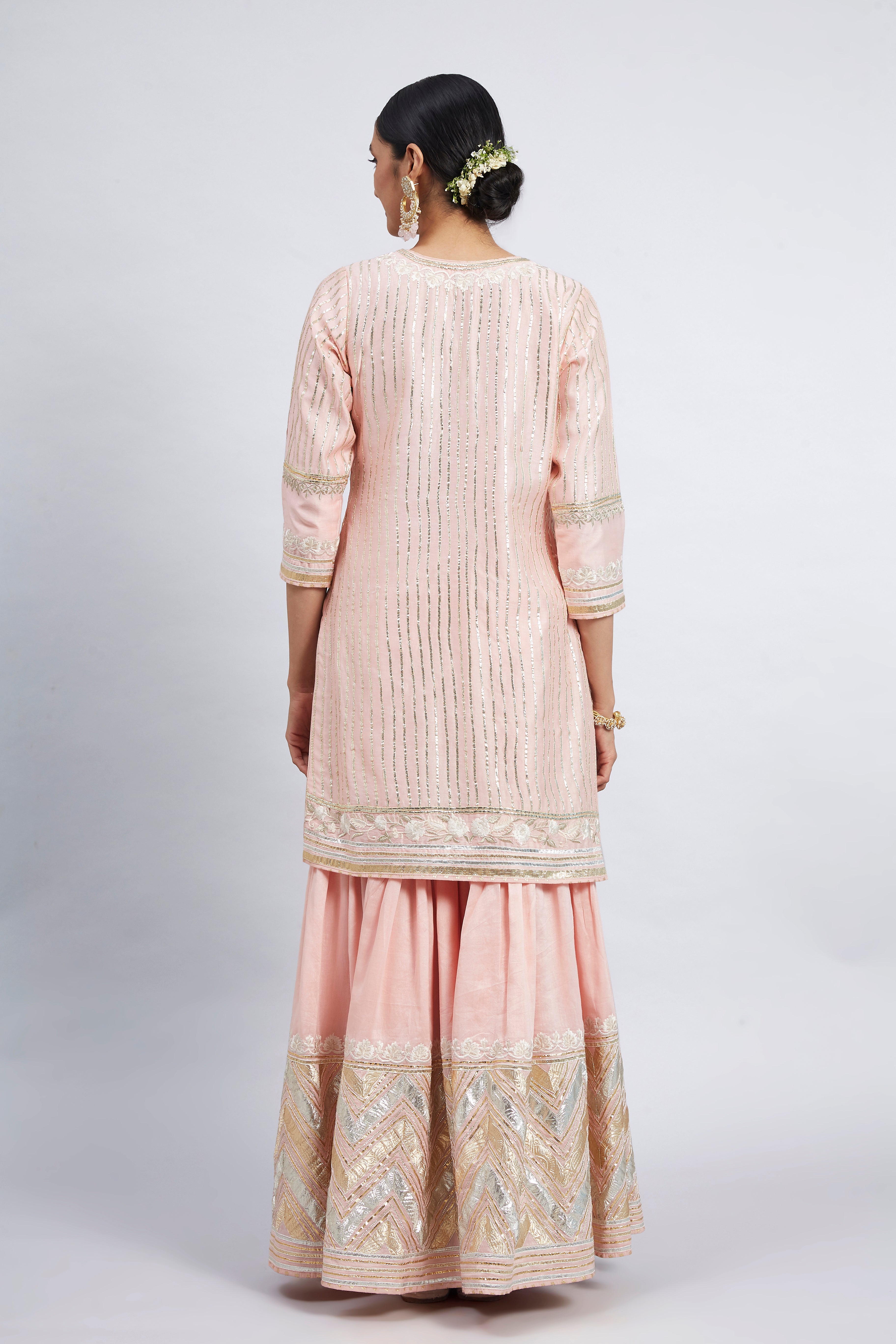 Erina - Soft Pink Chanderi Silk Kurta and Garara Set