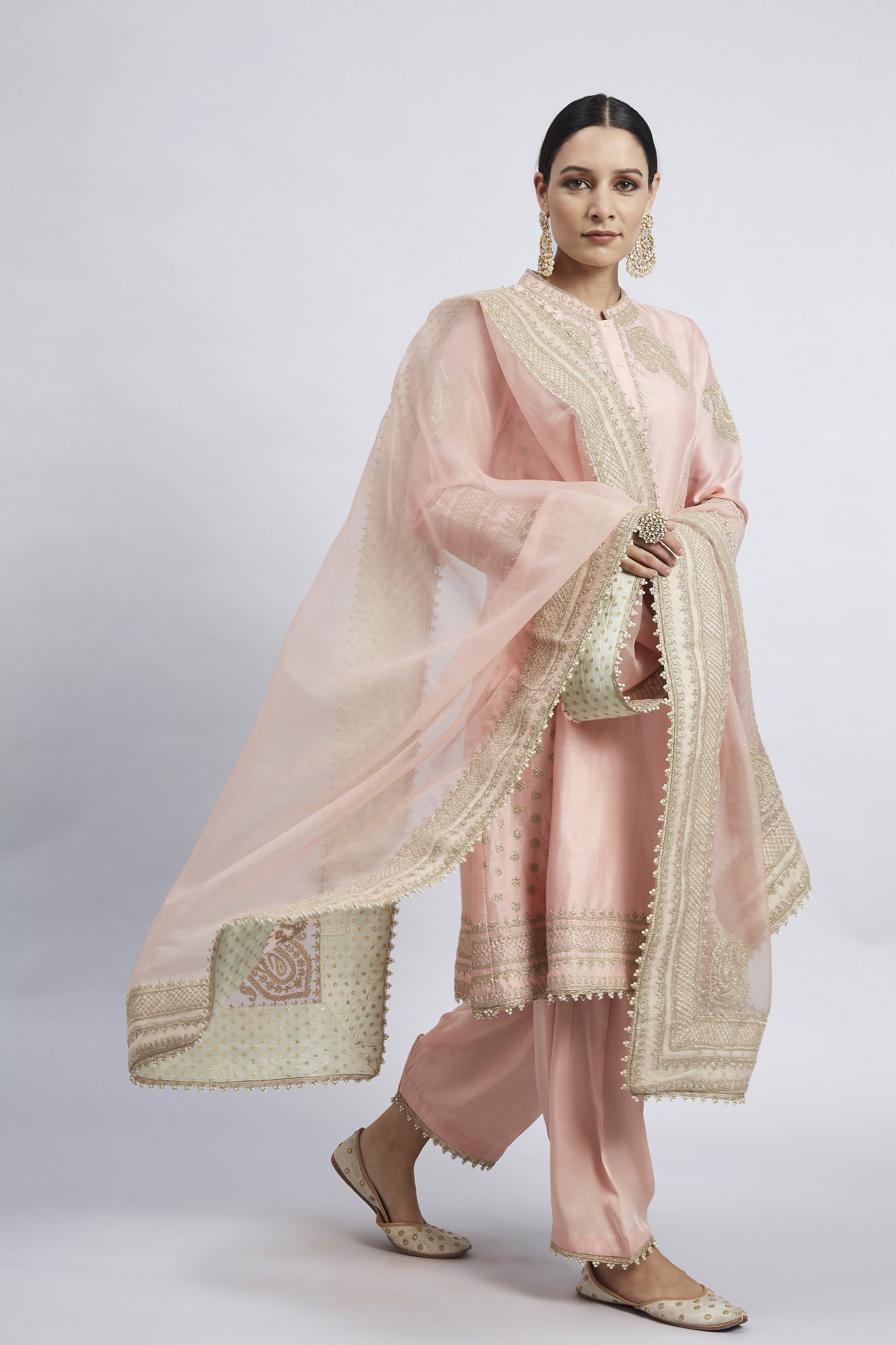 Naazira-Carnation Pink Embroidered Kurta Set