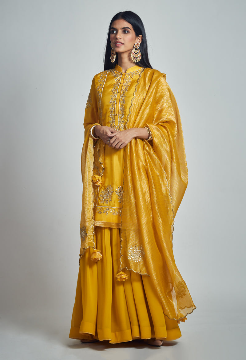 Nasira- Yellow Habutai silk ensemble