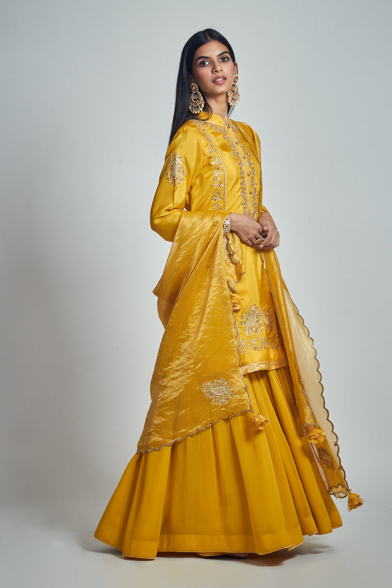 Nasira- Yellow Habutai silk ensemble