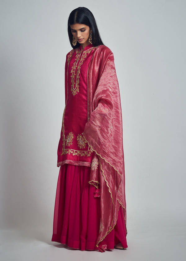 Nasira-  Pink Habutai silk ensemble
