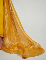 Ruksha- Happy mustard silk tissue organza scarf