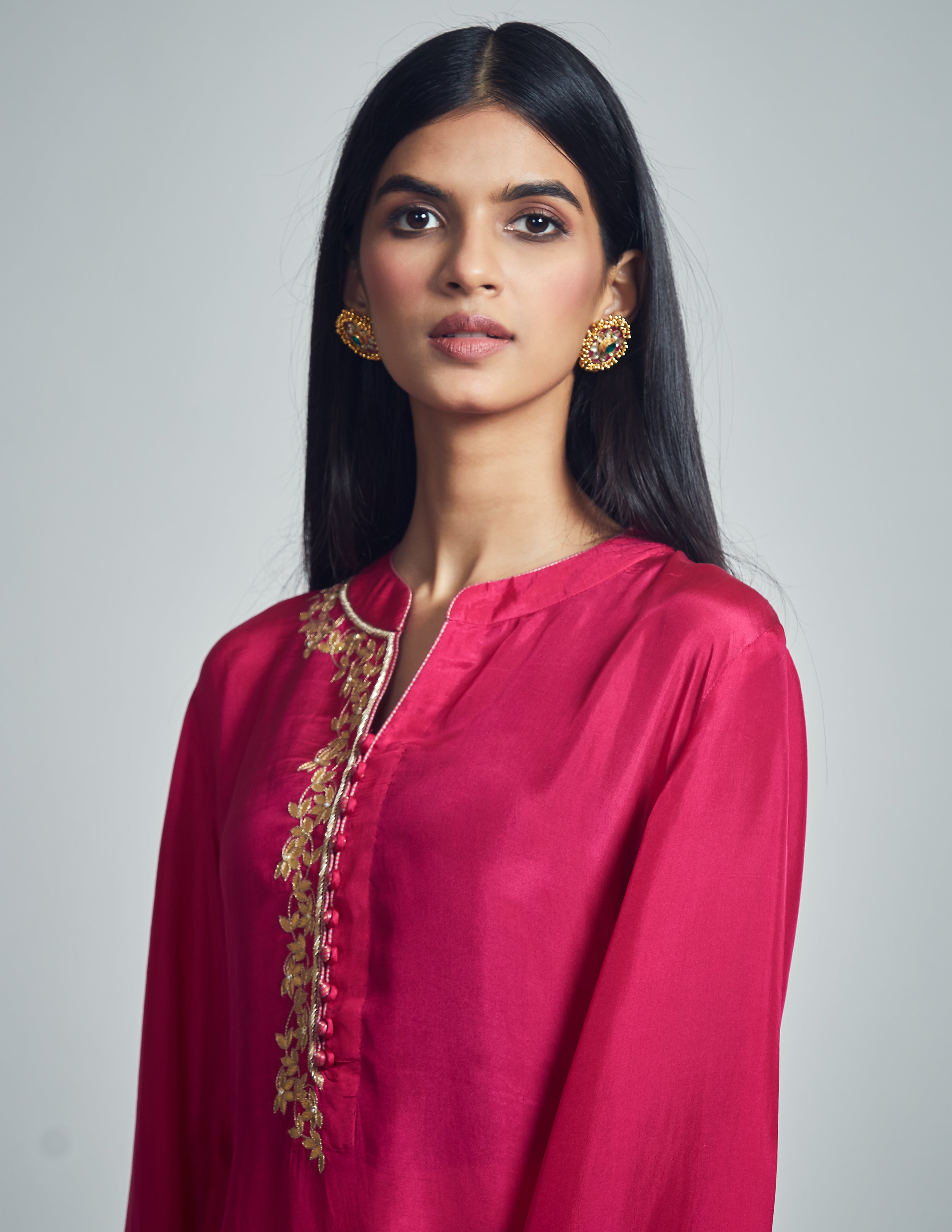 Nyasia- Pink Habutai silk and chanderi silk Chauga