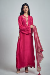 Nyasia- Pink Habutai silk and chanderi silk Chauga