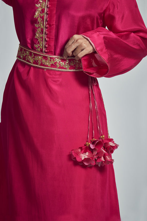 Sameenah- Deep red Habutai silk waist belt