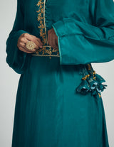 Sameenah- Emerald green Habutai silk waist belt