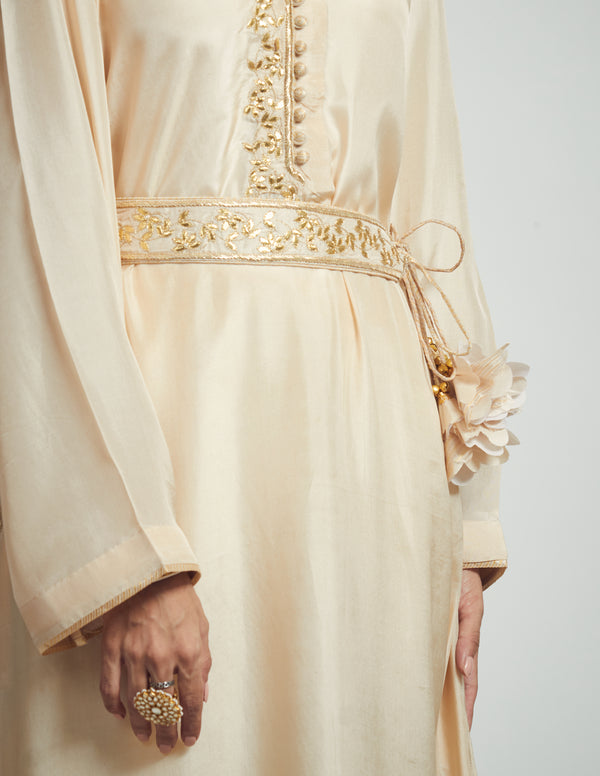 Sameenah- Soft beige Habutai silk waist belt
